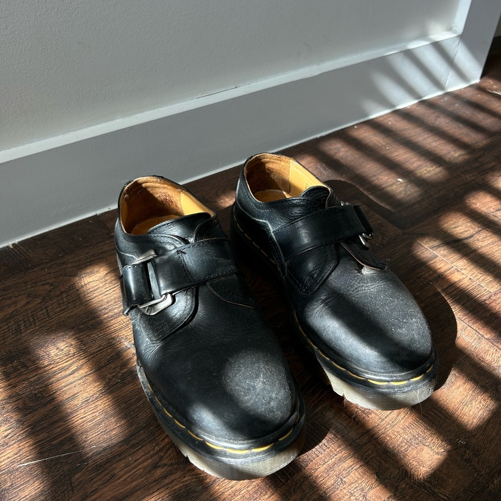 Dr. Martens Black Leather Buckle Oxfords